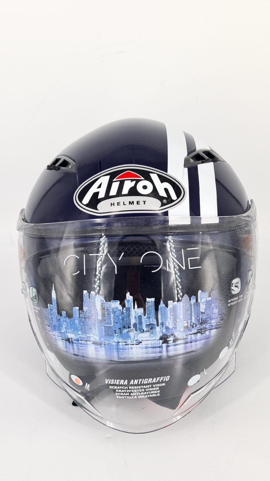 Casco jet Airoh City One Flash Dark azul - Imagen 1