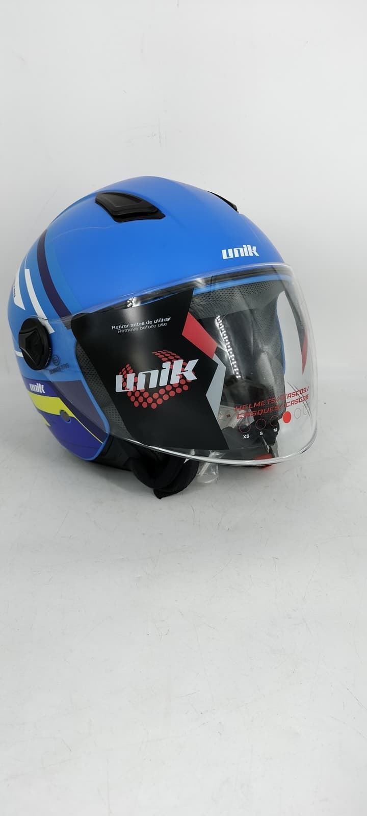 Casco jet Unik Astro U-03 azul/amarillo mate - Imagen 1