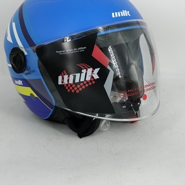 Casco jet Unik Astro U-03 azul/amarillo mate - Imagen 1