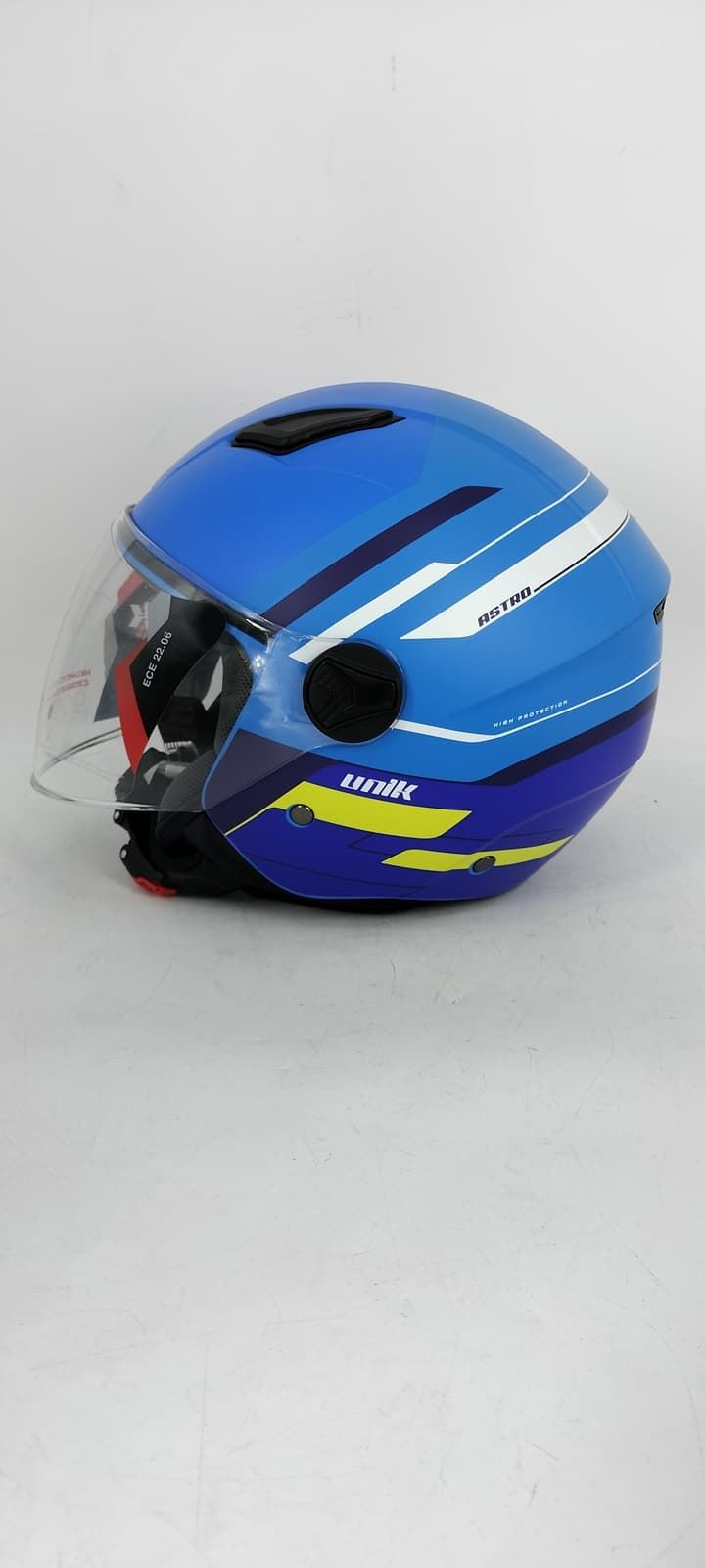 Casco jet Unik Astro U-03 azul/amarillo mate - Imagen 3
