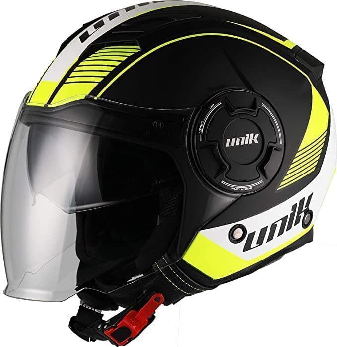 Casco jet Unik CJ-11 Negro/amarillo fluor mate - Imagen 1