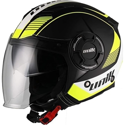 Casco jet Unik CJ-11 Negro/amarillo fluor mate - Imagen 1