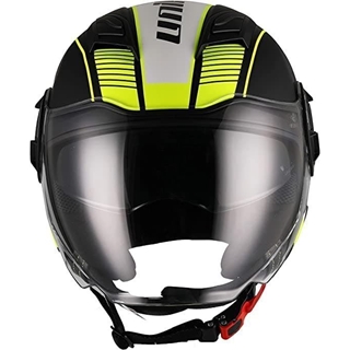 Casco jet Unik CJ-11 Negro/amarillo fluor mate - Imagen 2