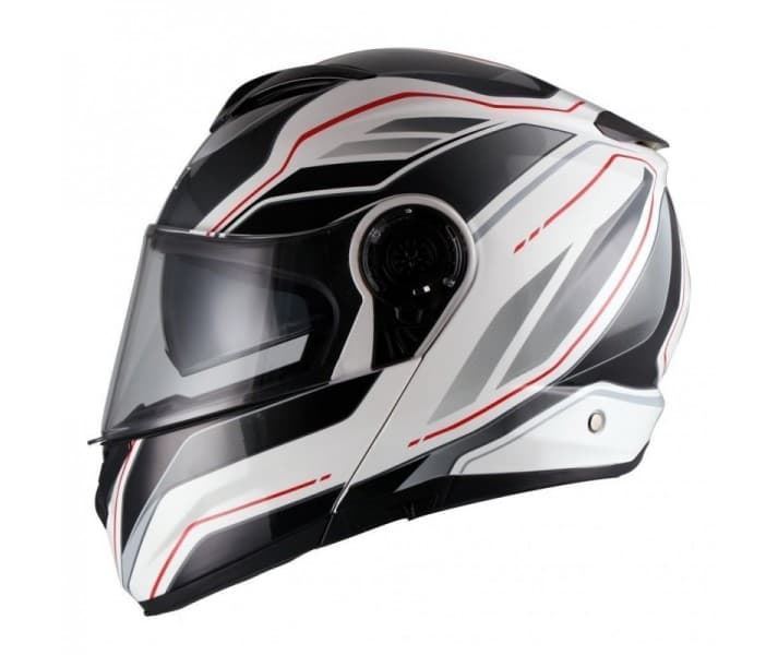 Casco modular Unik CM-13 blanco/rojo - Imagen 1