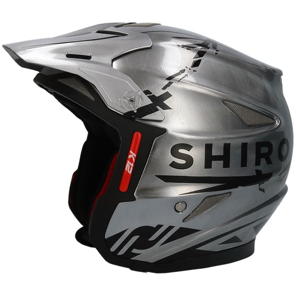 Casco de trial Shiro K12 cromado moto offroad trial quad