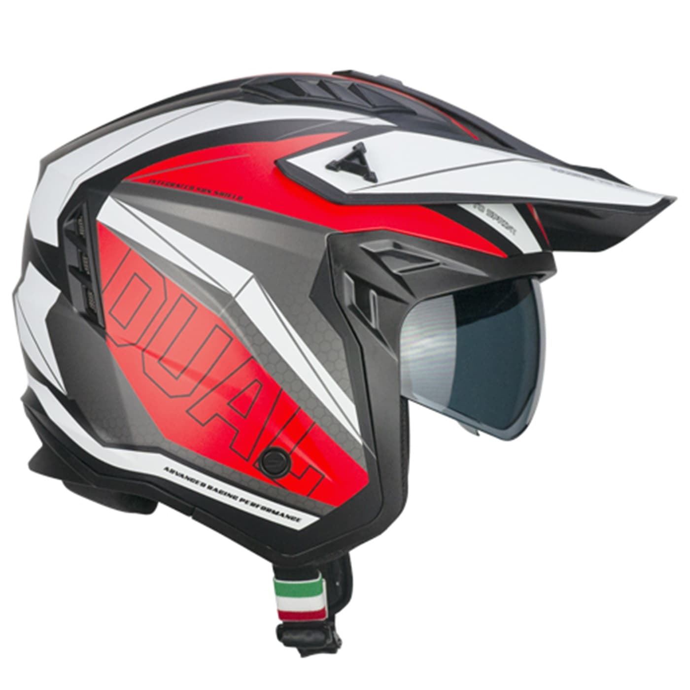 Casco trial CGM Rush Dual 155G Blanco/negro/rojo mate - Imagen 1