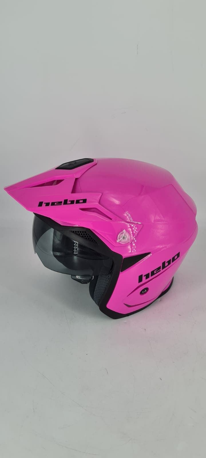 Casco trial Hebo Zone 5 con gafa solar rosa SQeM equipacion ropa