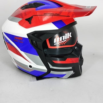 Casco Unik Pluton DV U-28 blanco/azul/rojo con máscara - Imagen 1