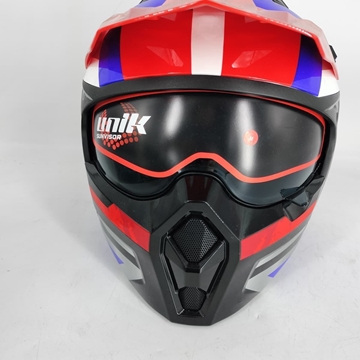 Casco Unik Pluton DV U-28 blanco/azul/rojo con máscara - Imagen 2