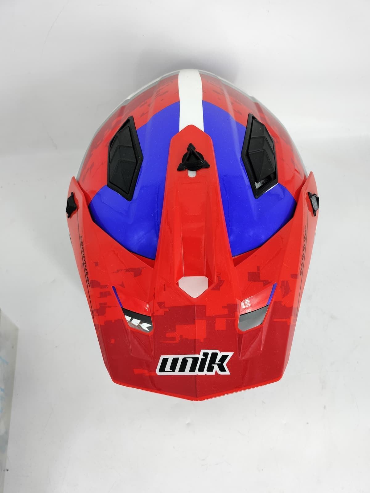 Casco Unik Pluton DV U-28 blanco/azul/rojo con máscara - Imagen 3