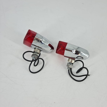 Juego de intermitentes pequeños cromado / rojo - Imagen 1